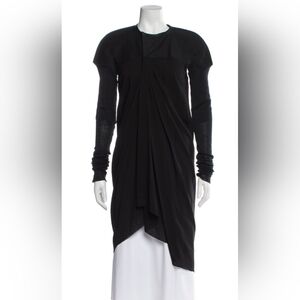 Rick Owens Black Long-Sleeve Draped Midi Dress